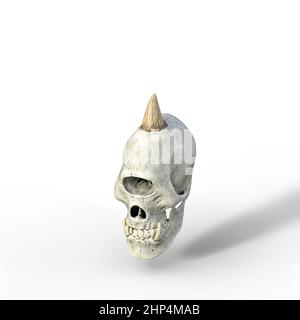 3D illustration over white of an ancient skull of a fantasy cyclops Stock Photo