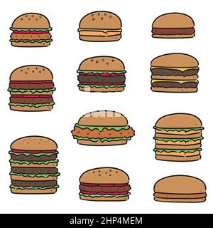 vector set of burger Stock Vector