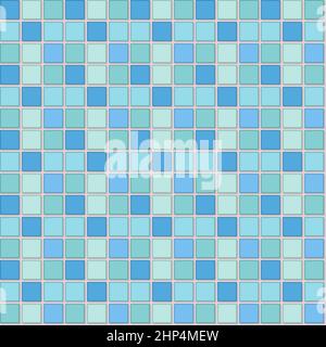 Bathroom wall square tile mosaic pattern. Turquoise ceramic floor design. vector classic background. Stock Vector