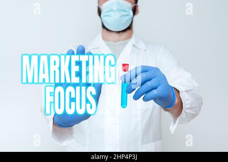 Writing displaying text Marketing Focus, Internet Concept understanding your customers and thier needs using stats Doctor Analyzing New Medicine, Scie Stock Photo