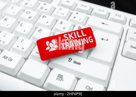 Writing displaying text Skill Training, Conceptual photo designed to gain and enhance the knowledge an employee needs Editing And Publishing Online Ne Stock Photo
