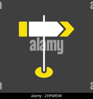 Signpost vector icon on dark background. Navigation sign Stock Vector