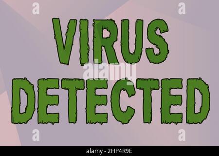 Text showing inspiration Virus Detected, Word Written on A computer program used to prevent and remove malware Line Illustrated Backgrounds With Vario Stock Photo