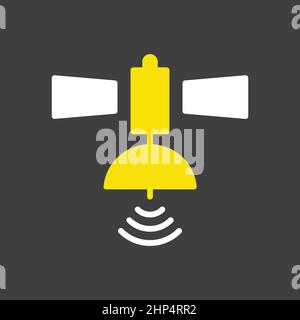 Satellite vector icon on dark background. Navigation sign Stock Vector