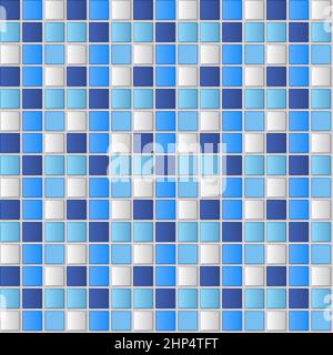 Bathroom wall square tile mosaic pattern. Turquoise ceramic floor design. vector classic background. Stock Vector