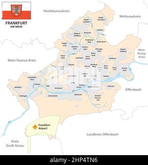 vector map of Frankfurt with all districts and flag, Germany Stock Vector