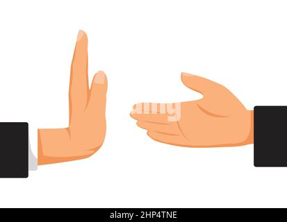 refusing hand shake with virus infected people Stock Vector