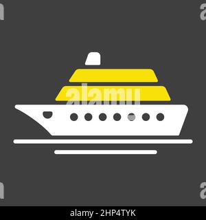 Cruise liner flat vector icon isolated on dark background Stock Vector