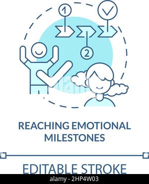 Reaching emotional milestones turquoise concept icon Stock Vector