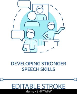 Developing stronger speech skills turquoise concept icon Stock Vector