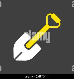 Camping shovel for expedition icon vector on dark background Stock Vector