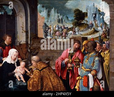 The Adoration of the Magi by the workshop of Cornelis Engebrechtsz (1462-1527), oil on panel, c. 1505-15 Stock Photo