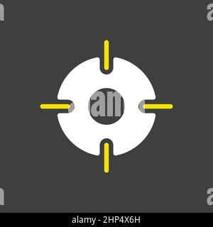 Crosshairs target destination vector icon on dark background Stock Vector