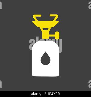 Camping gas stove vector icon on dark background. Camping sign Stock Vector