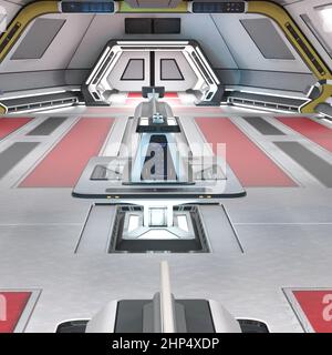 3D-illustration of the command center in a science fiction starship Stock Photo