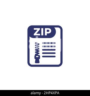 zip file archive icon on white, vector Stock Vector