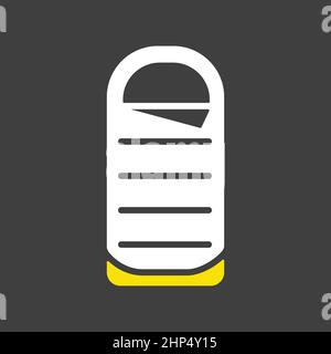 Camping sleeping bag vector icon on dark background. Camping sign Stock Vector