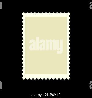 Blank postage stamp. Rectangle shape postmark.  Vector illustration isolated on black. Stock Vector