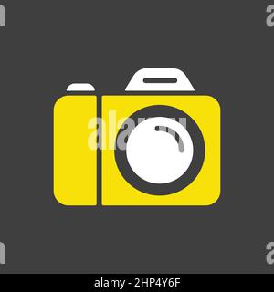 Camera vector icon on dark background. Camping sign Stock Vector