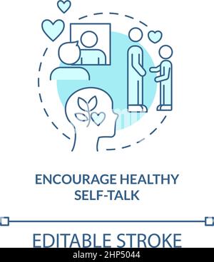 Encourage healthy self-talk turquoise concept icon Stock Vector