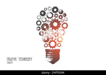 Creative technology concept. Hand drawn isolated vector. Stock Vector