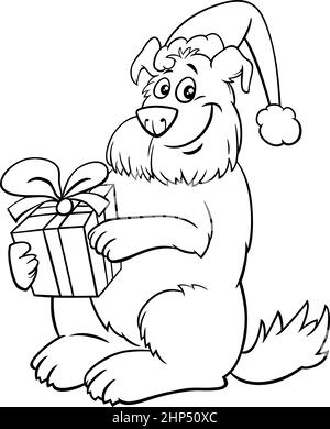 dog with scarf on Christmas cartoon Stock Vector