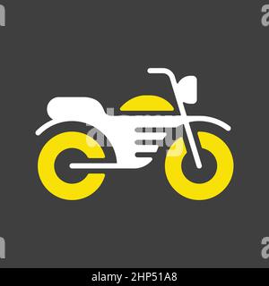 Motorcycle flat vector icon isolated on dark background Stock Vector