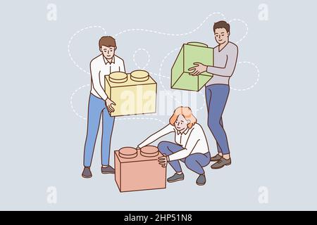 People work together engaged in teamwork activity Stock Vector