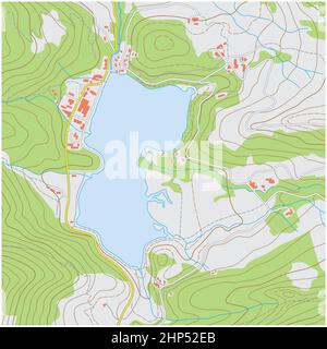 Imaginary topographic map of an area with buildings and streets Stock Vector