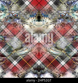 Abstract Design of Plaids and Animals Skin Ready for Textile Prints. Stock Photo