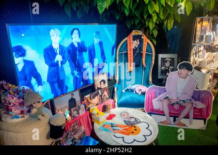 BTS member J-Hope, Feb 16, 2022 : A cafe decorated to celebrate BTS member J-Hope's 28th birthday in Seoul, South Korea. The idol born Jung Ho-Seok, turns 28 on February 18, 2022. Credit: Lee Jae-Won/AFLO/Alamy Live News Stock Photo