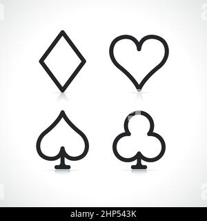 Suits Of Playing Cards Color Icon Clip Art Vegas Concept Vector