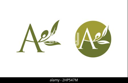 Olive Monogram  Logo Letter A Stock Vector