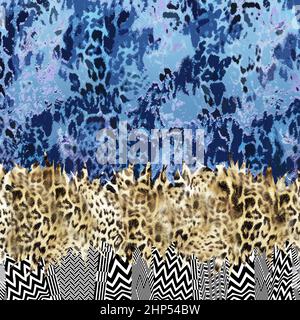 Abstract Mixed Animals Skin and Zigzag Lines Ready for Textile Prints. Stock Photo