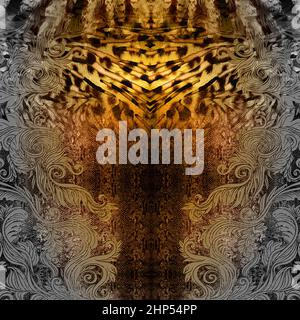 Abstract Design of Animals Skin and Baroque Ready for Textile Prints. Stock Photo