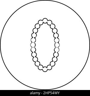 Necklace pearl Jewelry with pearl Bead Bijouterie Adornment icon in circle round black color vector illustration solid outline style image Stock Vector