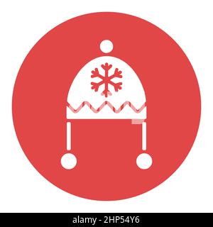 Winter hat cap with snowflake and pompom icon Stock Vector