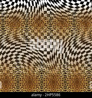 Geometric Design with Animals Skin Ready for Textile Prints. Stock Photo