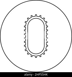 Strap for engine washing machine Cambelt Shootless belt icon in circle round black color vector illustration solid outline style image Stock Vector