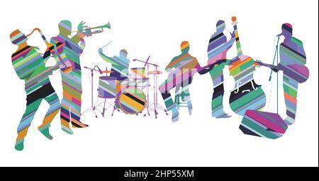 Music group on the stage Stock Vector