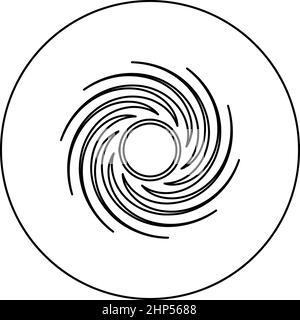 Black hole spiral shape vortex portal icon in circle round black color vector illustration solid outline style image Stock Vector