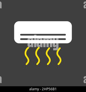 Split-system air conditioner flat vector icon on dark background Stock Vector