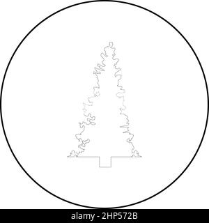 Fir spruce icon in circle round black color vector illustration solid outline style image Stock Vector