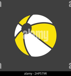 Beach Ball flat vector icon on dark background Stock Vector