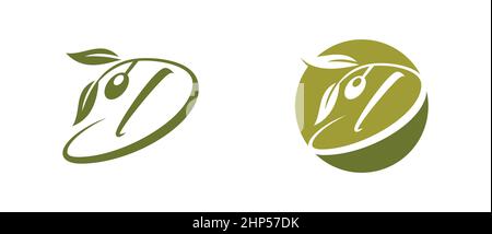 Olive Monogram Initial Letter D Stock Vector