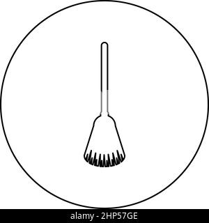 Broom Besom made from twigs Tool for cleaning Sweep concept Panicle Halloween accessory icon in circle round black color vector illustration solid outline style image Stock Vector