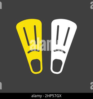 Diving flippers flat vector icon on dark background. Summer sign Stock Vector