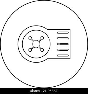 Pump washing machine icon in circle round black color vector illustration solid outline style image Stock Vector