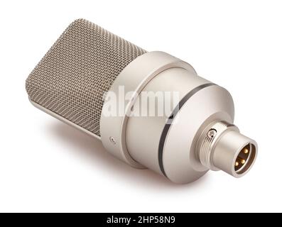 condenser microphone path isolated on white Stock Photo