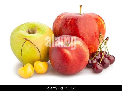 fruit mix path isolated on white Stock Photo